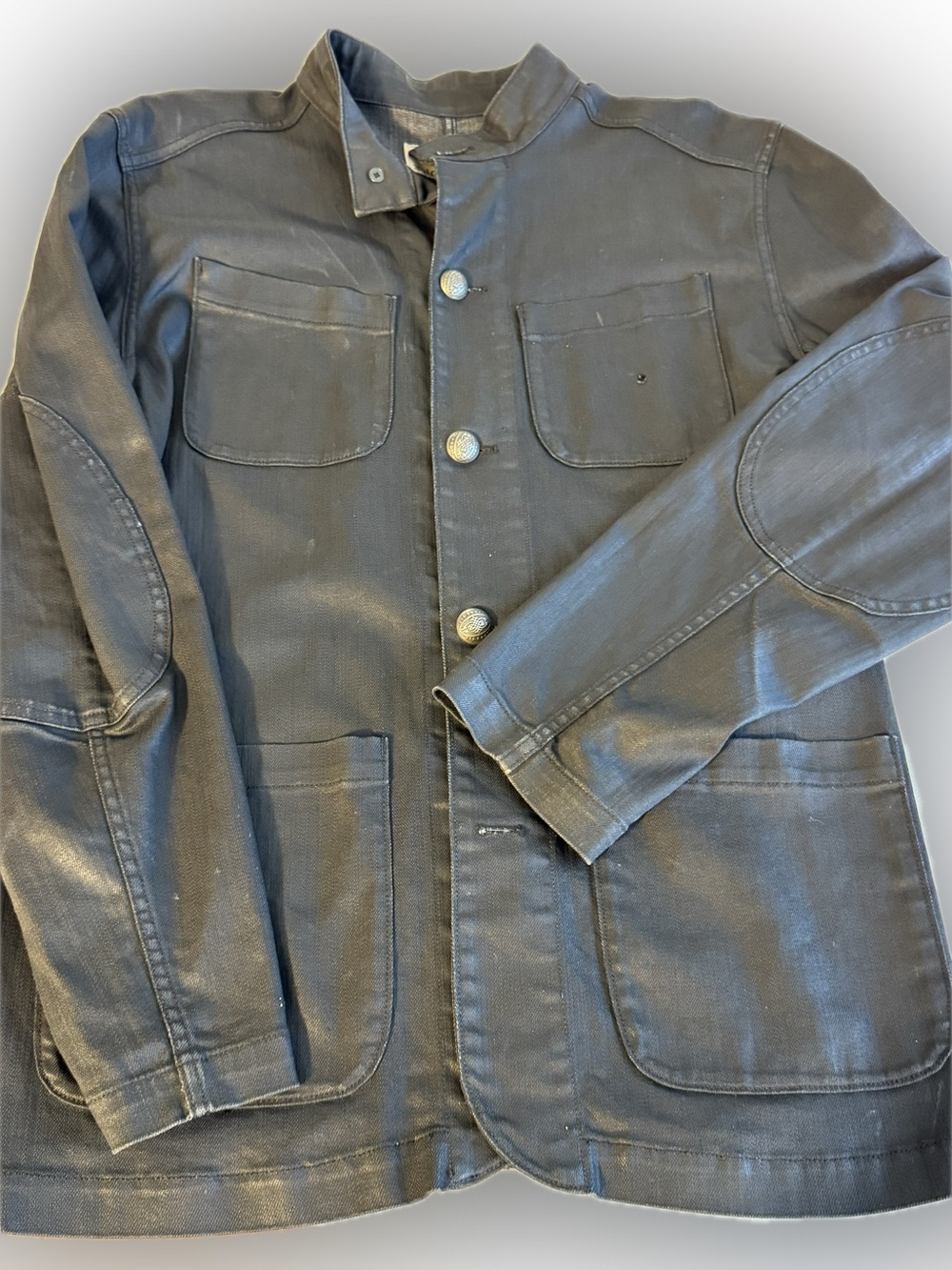 Juicy Couture Men's Black Coated Canvas Utility Jacket XXL Y2K Moto Minimalist